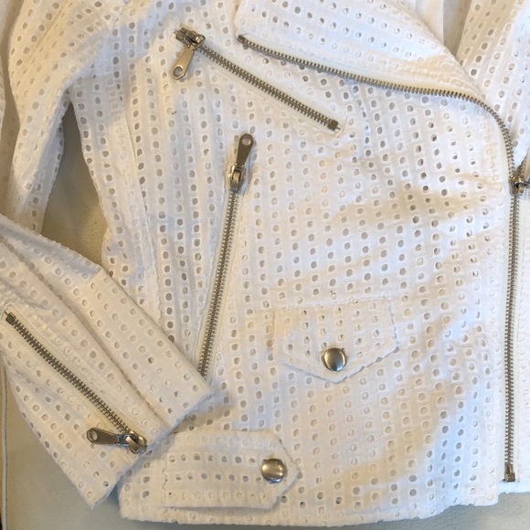 Rebecca Minkoff white eyelet moto jacket - Picture 3 of 8